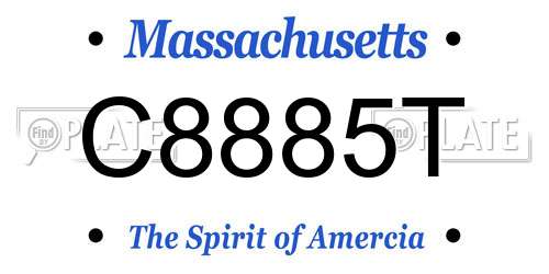 C8885T Massachusetts License Plate