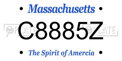 C8885Z Massachusetts License Plate