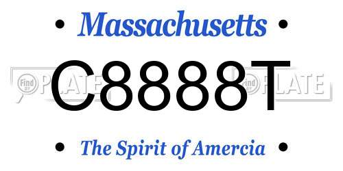 C8888T Massachusetts License Plate