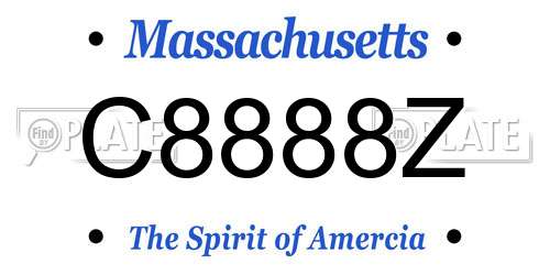 C8888Z Massachusetts License Plate