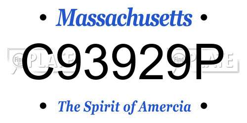 C93929P Massachusetts License Plate