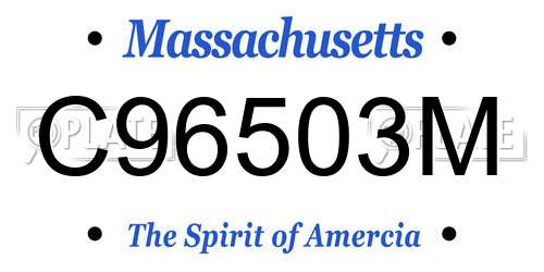 C96503M Massachusetts License Plate