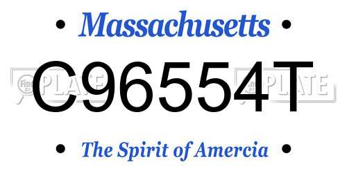 C96554T Massachusetts License Plate