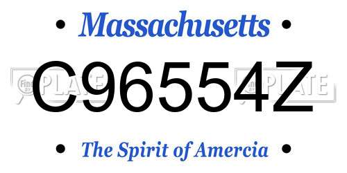 C96554Z Massachusetts License Plate