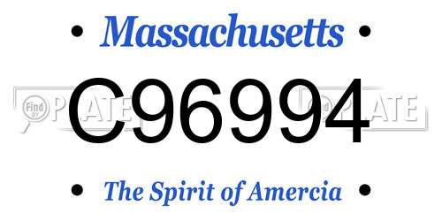 C96994 Massachusetts License Plate