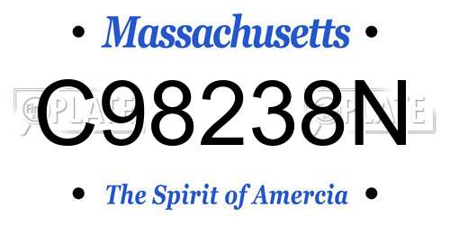 C98238N Massachusetts License Plate