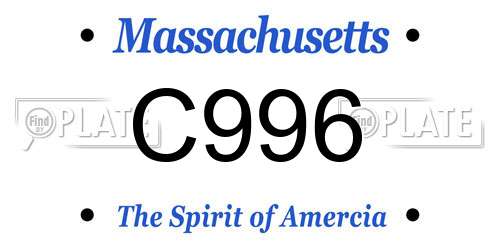 C996 Massachusetts License Plate