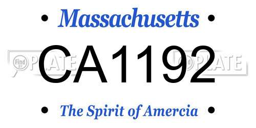 CA1192 Massachusetts License Plate