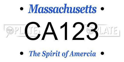 CA123 Massachusetts License Plate