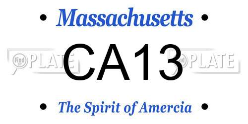 CA13 Massachusetts License Plate