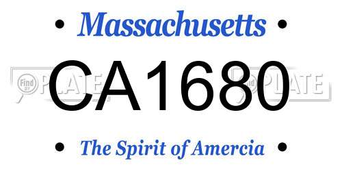 CA1680 Massachusetts License Plate