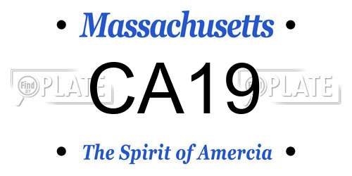 CA19 Massachusetts License Plate