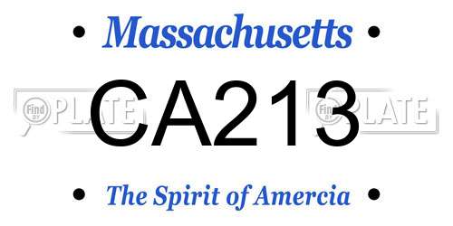 CA213 Massachusetts License Plate
