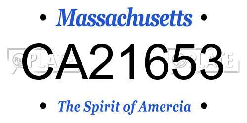 CA21653 Massachusetts License Plate