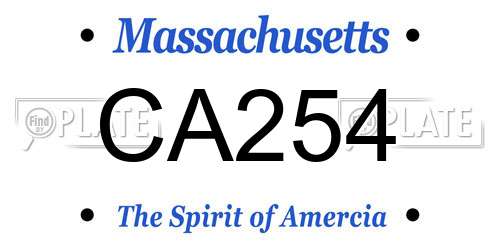CA254 Massachusetts License Plate