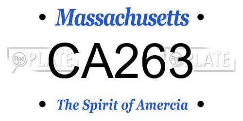 CA263 Massachusetts License Plate