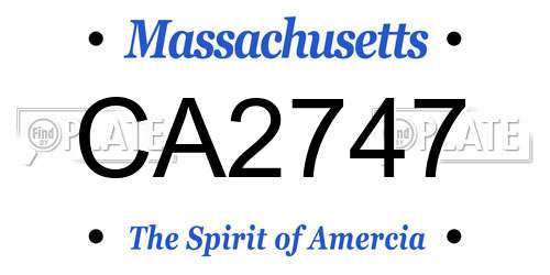 CA2747 Massachusetts License Plate
