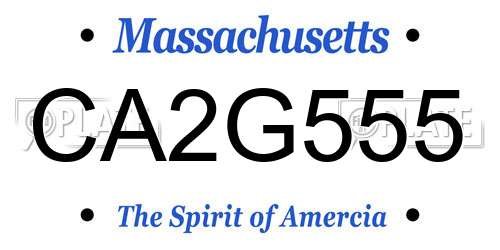 CA2G555 Massachusetts License Plate