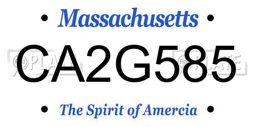CA2G585 Massachusetts License Plate