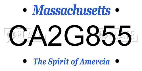 CA2G855 Massachusetts License Plate