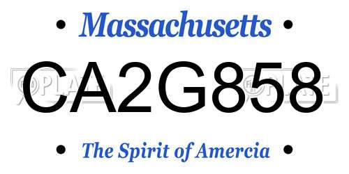 CA2G858 Massachusetts License Plate