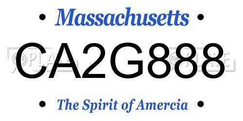 CA2G888 Massachusetts License Plate