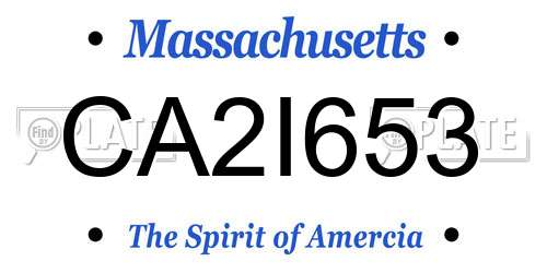 CA2I653 Massachusetts License Plate