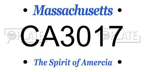 CA3017 Massachusetts License Plate