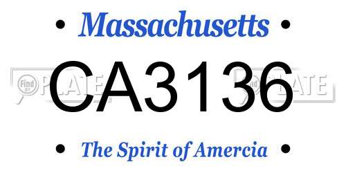 CA3136 Massachusetts License Plate