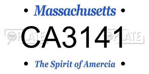 CA3141 Massachusetts License Plate