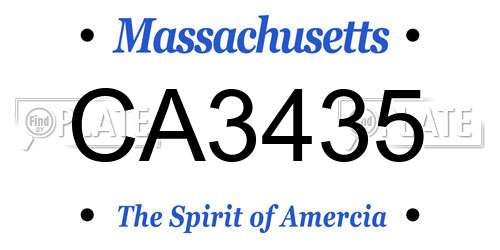 CA3435 Massachusetts License Plate