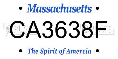 CA3638F Massachusetts License Plate
