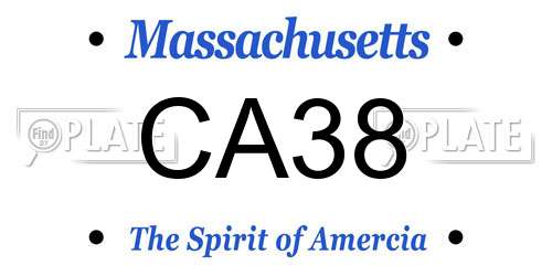 CA38 Massachusetts License Plate