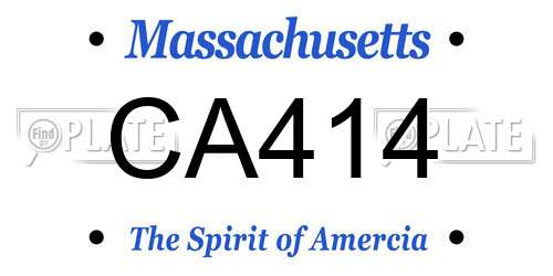 CA414 Massachusetts License Plate