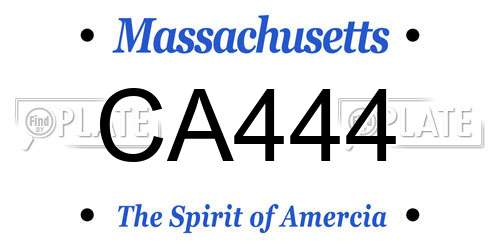 CA444 Massachusetts License Plate