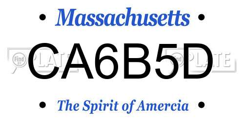 CA6B5D Massachusetts License Plate