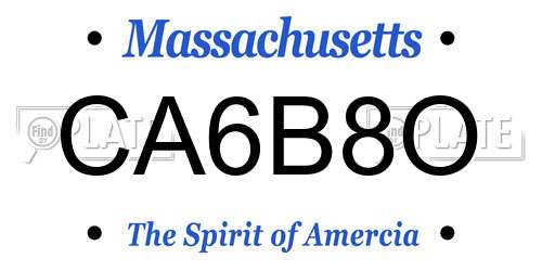 CA6B8O Massachusetts License Plate