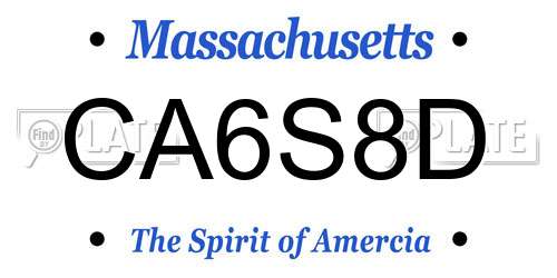 CA6S8D Massachusetts License Plate