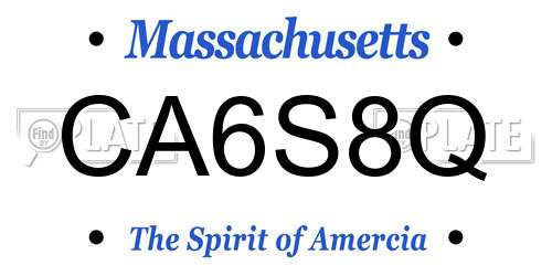 CA6S8Q Massachusetts License Plate
