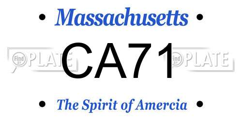 CA71 Massachusetts License Plate