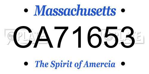 CA71653 Massachusetts License Plate