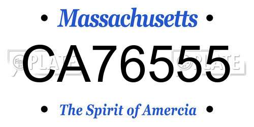 CA76555 Massachusetts License Plate