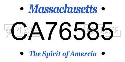CA76585 Massachusetts License Plate