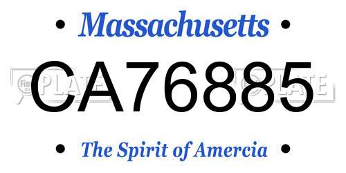 CA76885 Massachusetts License Plate