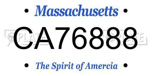 CA76888 Massachusetts License Plate