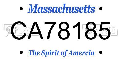 CA78185 Massachusetts License Plate
