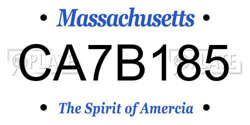 CA7B185 Massachusetts License Plate
