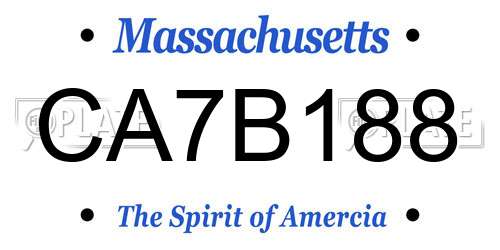 CA7B188 Massachusetts License Plate