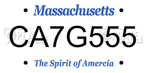 CA7G555 Massachusetts License Plate