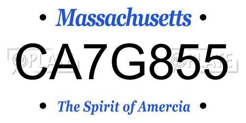 CA7G855 Massachusetts License Plate